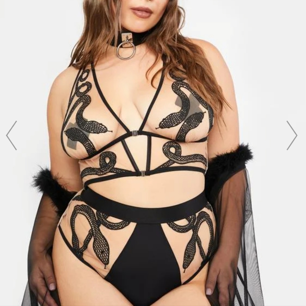 BNWT Embroidered Snake Bralette & Panty set